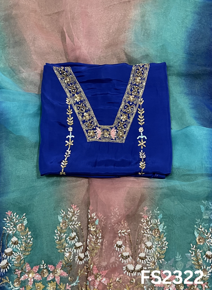 FS2322 | Royal-Blue | Silk | Party Wear | Wedding | Jaggo | Ring Ceremony | Festival