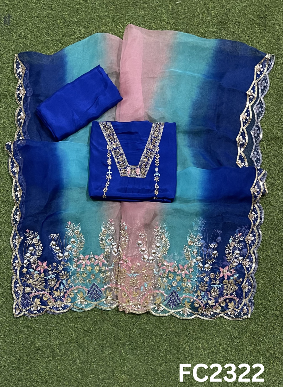 FS2322 | Royal-Blue | Silk | Party Wear | Wedding | Jaggo | Ring Ceremony | Festival