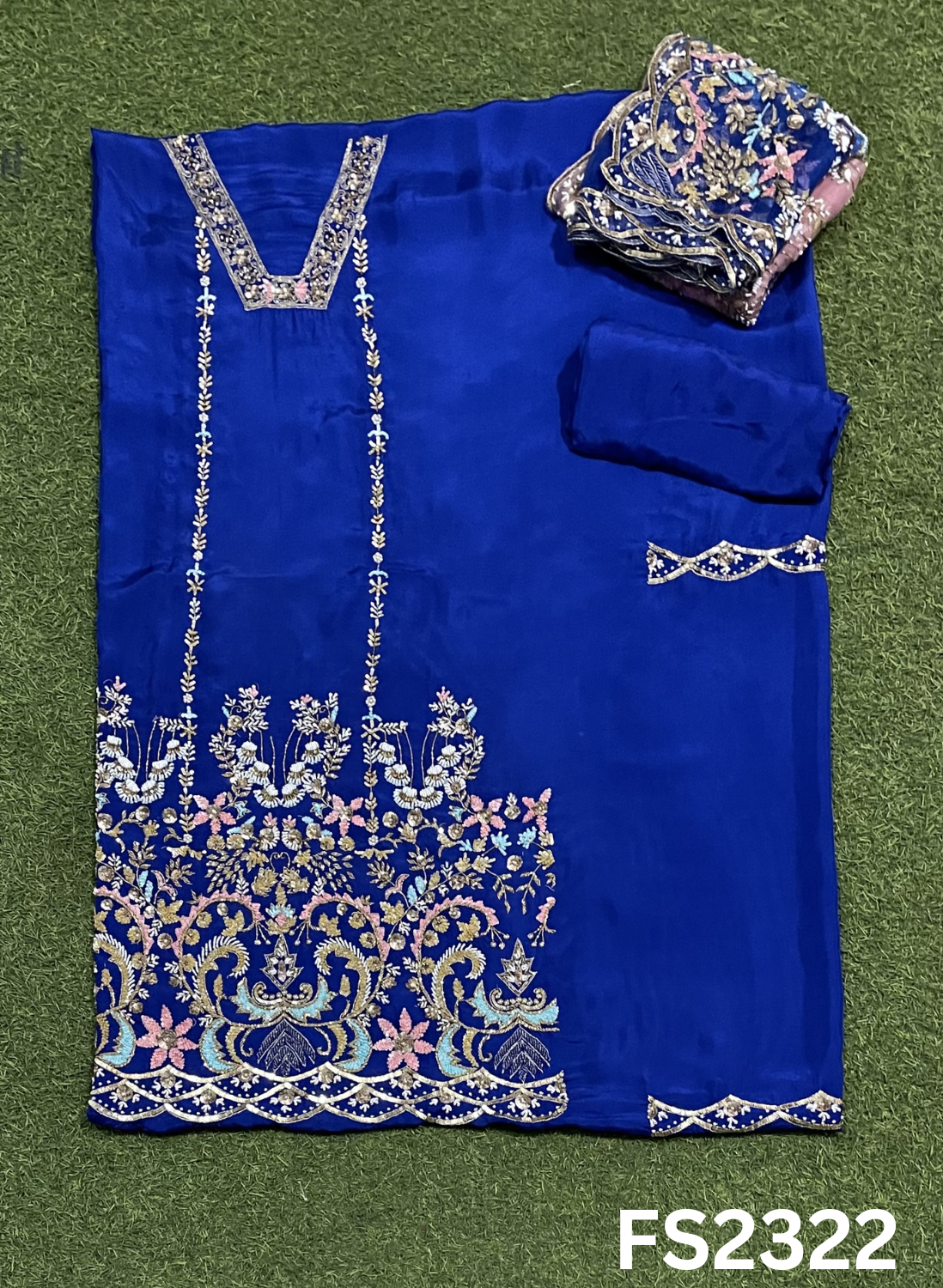 FS2322 | Royal-Blue | Silk | Party Wear | Wedding | Jaggo | Ring Ceremony | Festival