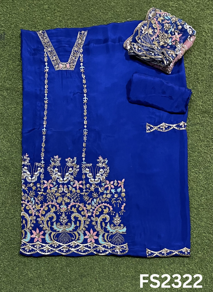 FS2322 | Royal-Blue | Silk | Party Wear | Wedding | Jaggo | Ring Ceremony | Festival