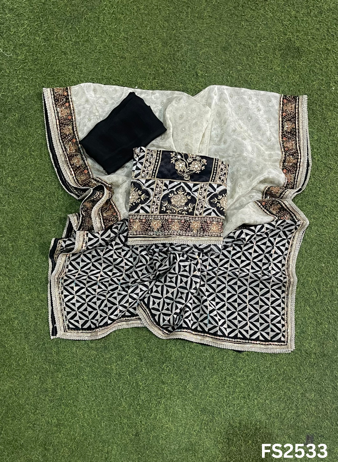 FS2533 | Black | Tebi-Silk | Suit | Wedding | Party Wear | Ring Ceremony | Festival Suit | Allover suit |