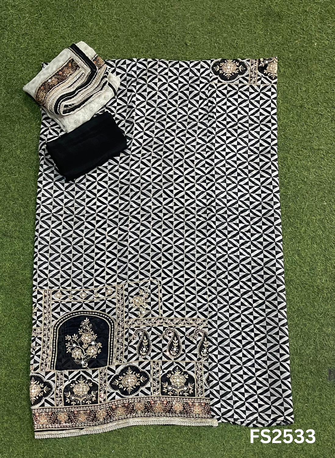 FS2533 | Black | Tebi-Silk | Suit | Wedding | Party Wear | Ring Ceremony | Festival Suit | Allover suit |