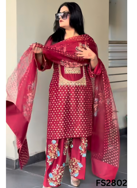 FS2802| Tebi-Silk | Suit | Wedding | Party Wear | Ring Ceremony | Festival Suit | Allover suit |