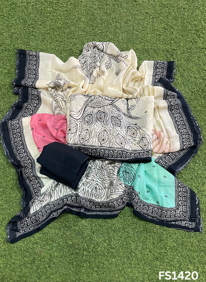 FS1420 | Grey | Tebi-Silk | Suit | Wedding | Party Wear | Ring Ceremony | Festival Suit | Allover suit |