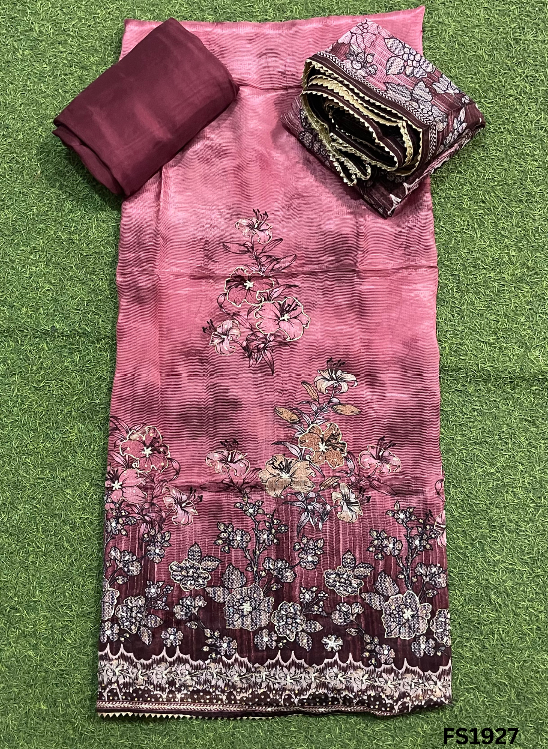 FS1927 | Pink | Tebi-Silk | Suit | Wedding | Party Wear | Ring Ceremony | Festival Suit | Allover suit |&nbsp;