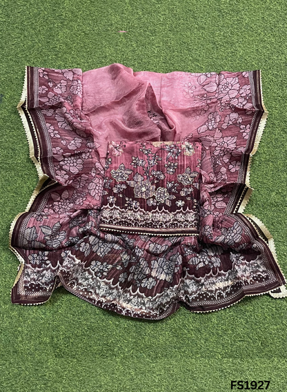 FS1927 | Pink | Tebi-Silk | Suit | Wedding | Party Wear | Ring Ceremony | Festival Suit | Allover suit |&nbsp;