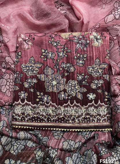 FS1927 | Pink | Tebi-Silk | Suit | Wedding | Party Wear | Ring Ceremony | Festival Suit | Allover suit |&nbsp;