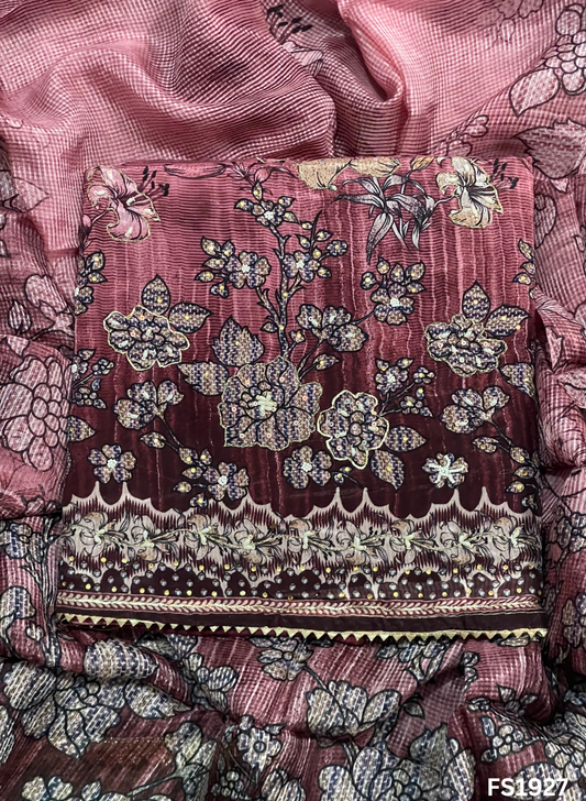 FS1927 | Pink | Tebi-Silk | Suit | Wedding | Party Wear | Ring Ceremony | Festival Suit | Allover suit |&nbsp;