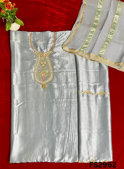 FS2962 | Tussar  Crush Suit | Party Wear | Wedding | Jaggo | Ring Ceremony | Festival