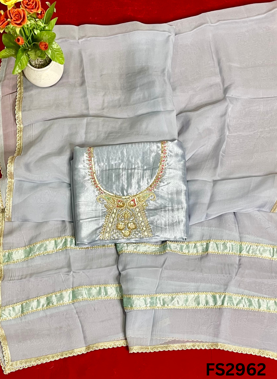 FS2962 | Tussar  Crush Suit | Party Wear | Wedding | Jaggo | Ring Ceremony | Festival