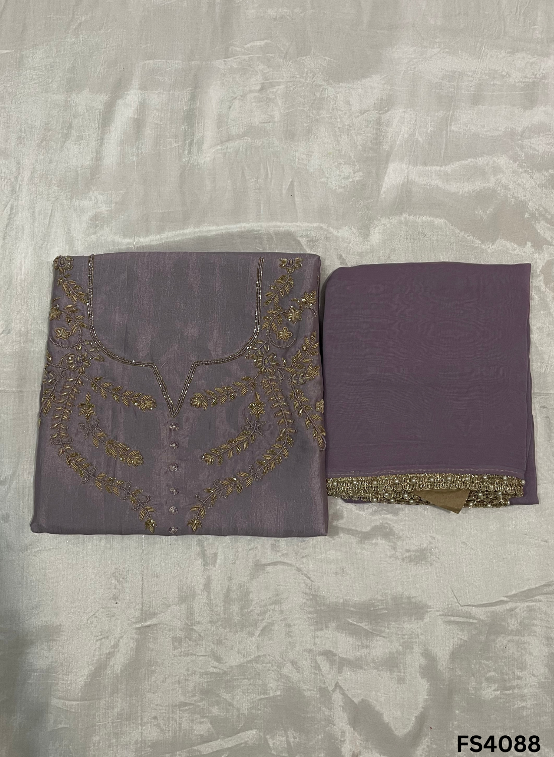 FS4088 | Tussar Crush Suit | Party Wear | Wedding | Jaggo | Ring Ceremony | Festival