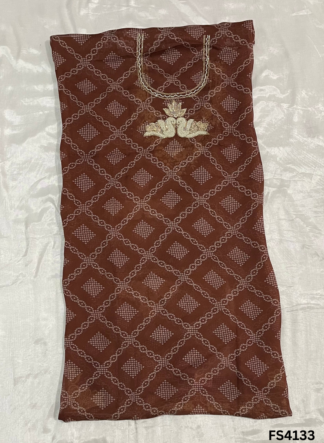 FS4133 | Twill Organza | Bandani Print Suit | Wedding | Party Wear | Ring Ceremony | Festival Suit |