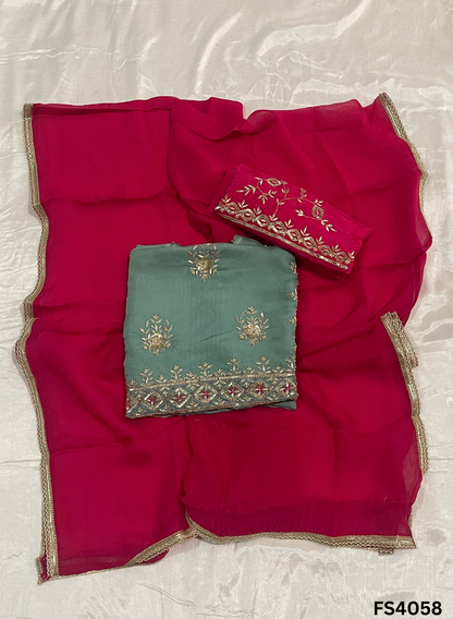 FS4058 |  Twill Organza | Party Wear | Ring Ceremony | Festival Suit | Contrast Suit |