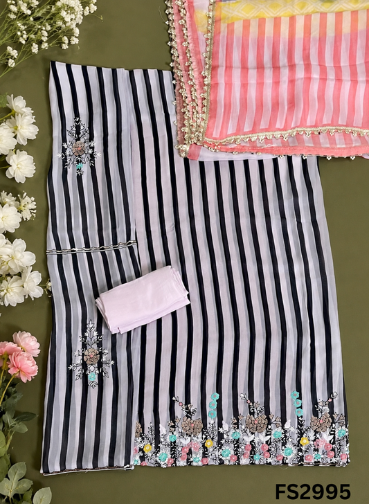 FS2995 | Twill  Organza Suit | Party Wear | Wedding | Jaggo | Ring Ceremony | Festival