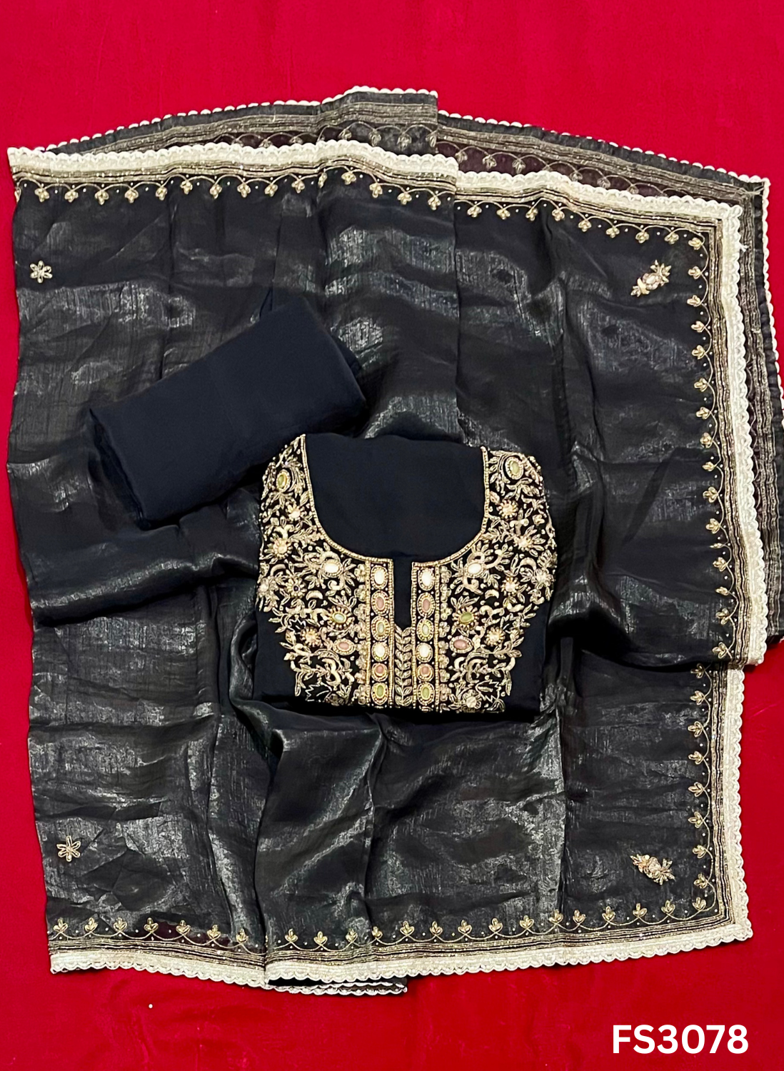 FS3078 | Twill Organza Suit | Party Wear | Wedding | Jaggo | Ring Ceremony | Festival