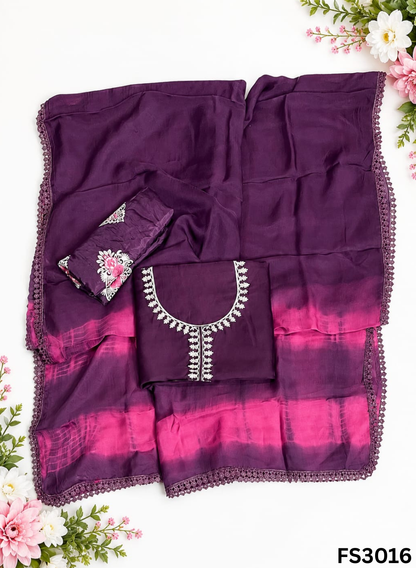 FS3016 | Twill  Organza Suit | Party Wear | Wedding | Jaggo | Ring Ceremony | Festival