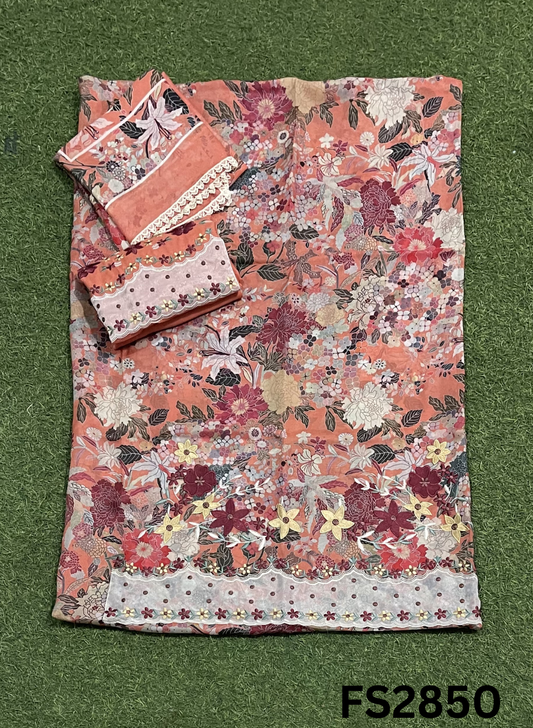 FS2850 | Twill  Organza Suit | Party Wear | Wedding | Jaggo | Ring Ceremony | Festival