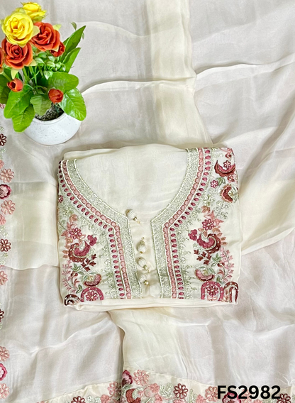 FS2982 | Twill Organza Suit | Party Wear | Wedding | Jaggo | Ring Ceremony | Festival