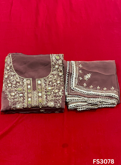 FS3078 | Twill Organza Suit | Party Wear | Wedding | Jaggo | Ring Ceremony | Festival