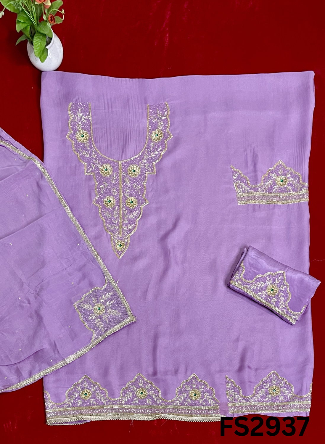 FS2937 | Twill Organza Suit | Party Wear | Wedding | Jaggo | Ring Ceremony | Festival