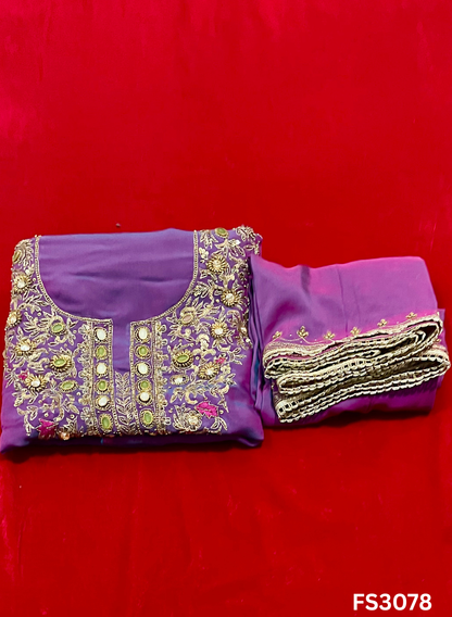 FS3078 | Twill Organza Suit | Party Wear | Wedding | Jaggo | Ring Ceremony | Festival