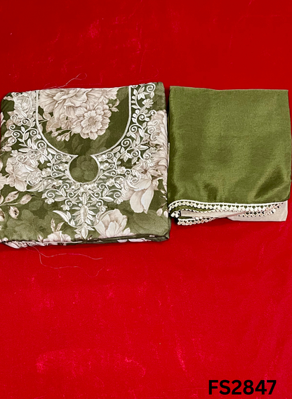 FS2975  | Twill Organza Suit | Party Wear | Wedding | Jaggo | Ring Ceremony | Festival