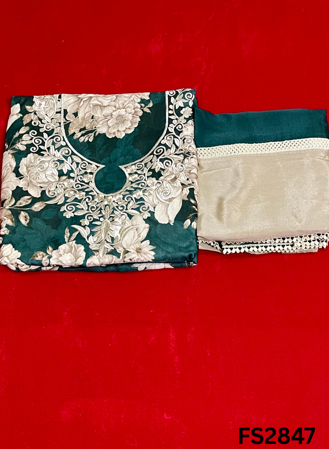 FS2975  | Twill Organza Suit | Party Wear | Wedding | Jaggo | Ring Ceremony | Festival