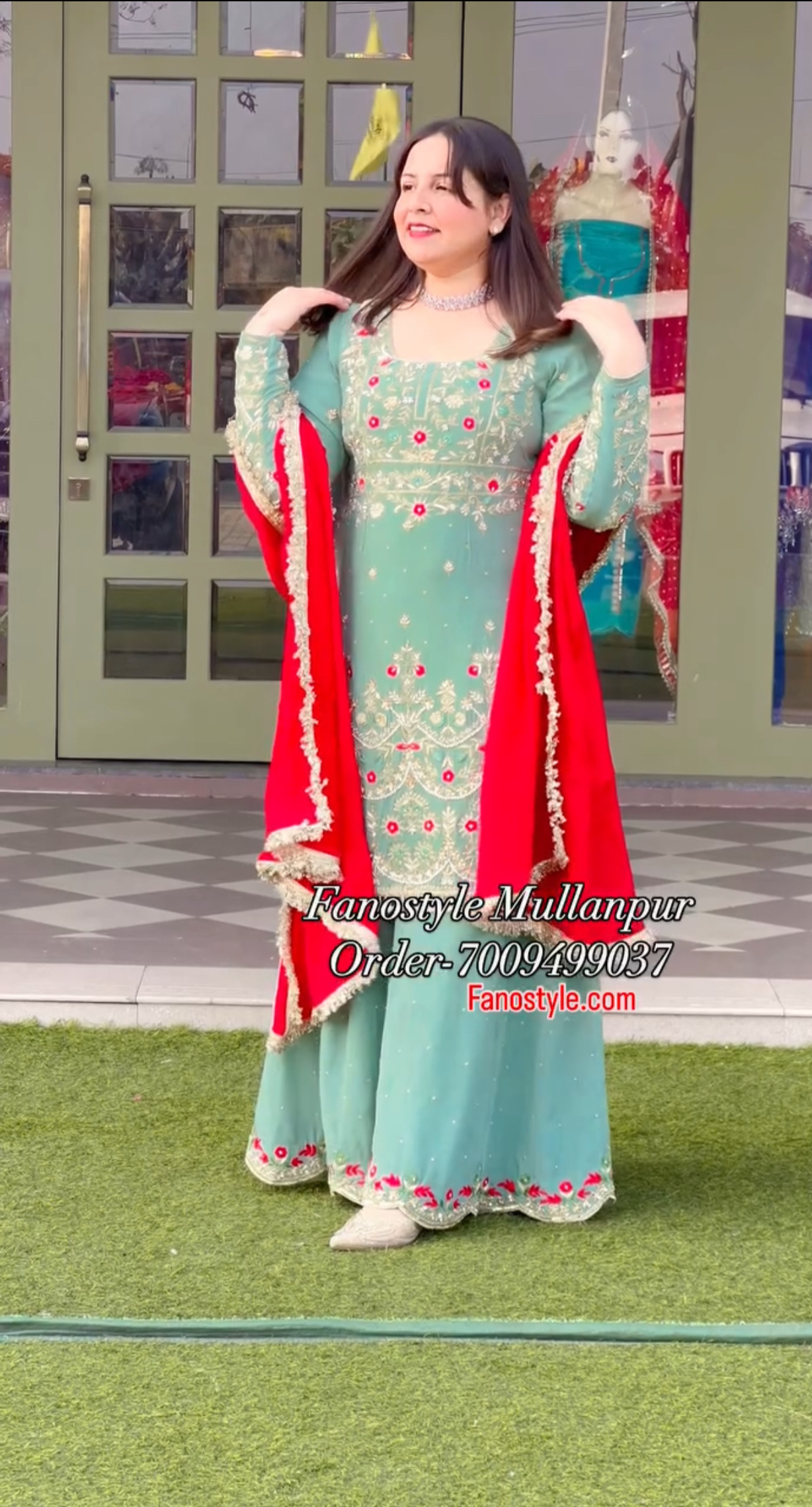 FS1115 | Pista | Georgette Suit | Party Wear | Wedding | Sharara Suit | Jaggo | Ring Ceremony | Festival |