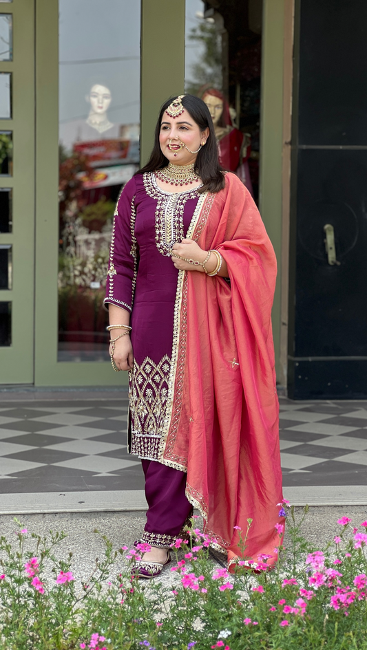 FS803 | Silk Suit | Party Wear | Wedding | Jaggo | Ring Ceremony | Festival | F9HAAA