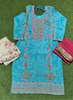Fs159 | Sky-blue | Self Print Shimmer Suit | Wedding | Party Wear | Jaggo | Festival | Casual Wear| F9IAAA
