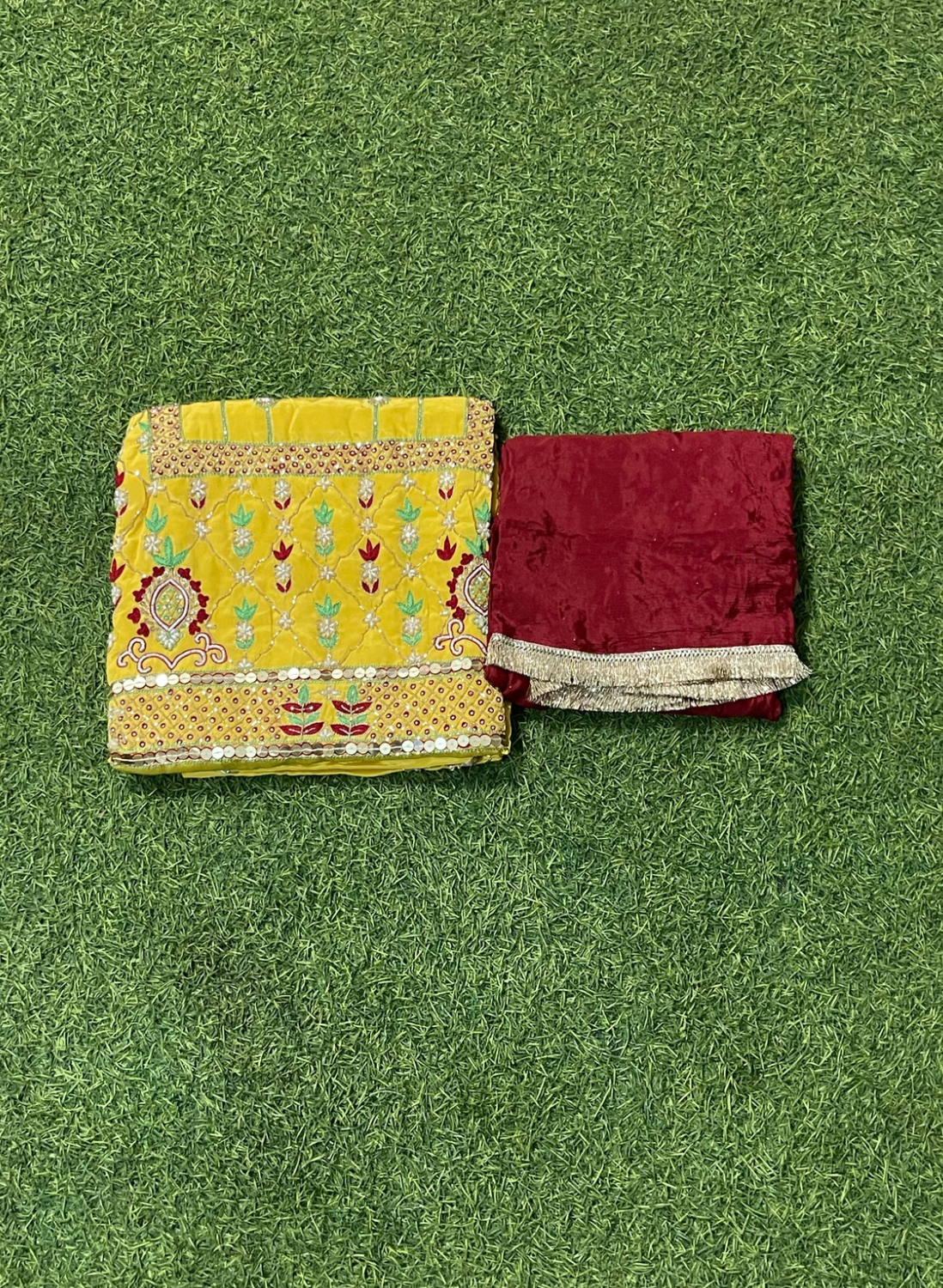 FS781 | Yellow | Crepe Suit | Wedding | Party Wear | Ring Ceremony | Festival Suit | Allover suit | F9IFAA