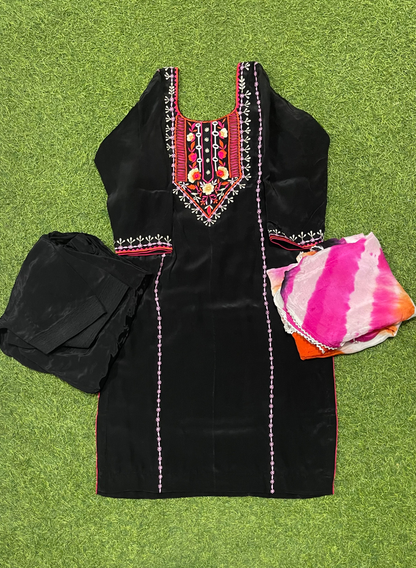 Black Crepe | Crepe Suit | Wedding | Party Wear | Ring Ceremony | Festival Suit |