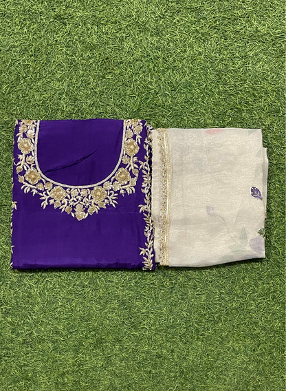 Dark Blue | Raw Silk | Party Wear | Wedding | Jaggo | Ring Ceremony | Festival |  FS264