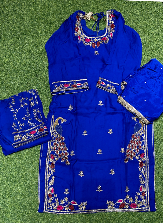 FS230 | Peacock Crepe | Crepe Suit | Wedding | Party Wear | Ring Ceremony | Festival Suit | Allover suit | F9GFAA