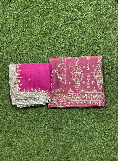 FS138 | Red |  Pure Organza Suit | Wedding | Party Wear | Jaggo| Festival | Casual Wear | F9IAAA