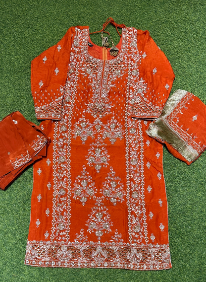 FS118 | Mehroon | Pure Organza Suit | Party Wear | Wedding | Ring Ceremony | Festival | Bridal | F9BEAAA