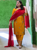 Mustard Yellow Shade | Sea Silk Suit | Party Wear | Wedding | Jaggo | Ring Ceremony | Festival | Allover Suit | FS523