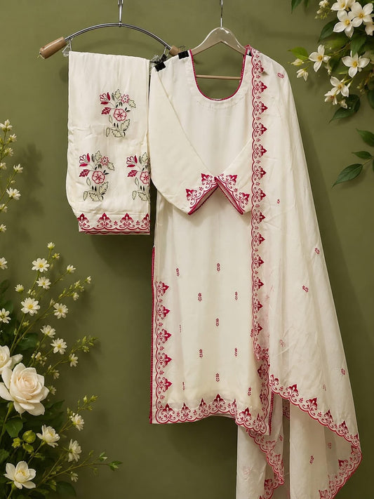 FS2572 | Off-White | Organza Suit | Wedding | Party Wear | Ring Ceremony | Festival Suit | Allover suit
