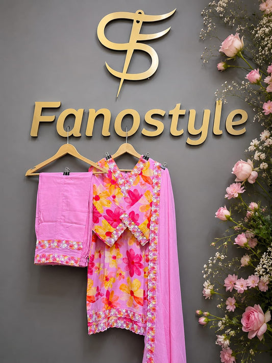 FS2789 | Mal Chanderi Crush  Cotton Suit | Casual wear | Summer Suits | Regular wear
