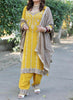 Yellow | Organza Suit | Party Wear | Wedding | Jaggo | Ring Ceremony | Festival|