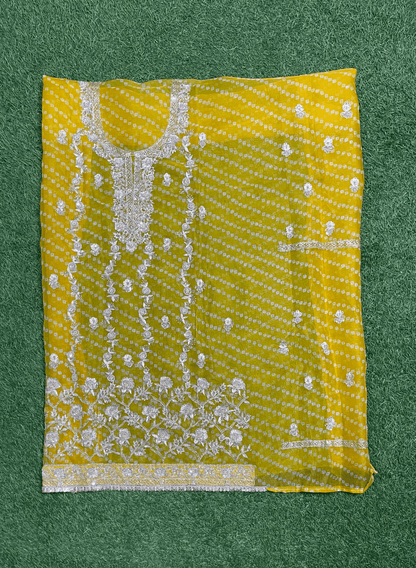 Yellow | Bnararsi |Organza Suit | Party Wear | Wedding | Jaggo | Ring Ceremony | Festival| FS113