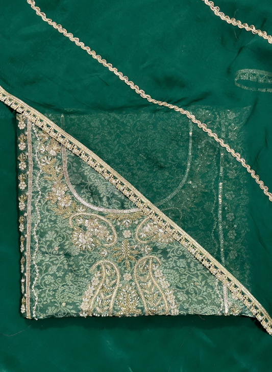 Bottle Green | Banarsi Silk Suit | Party Wear | Wedding | Ring Ceremony | Festival | Bridal