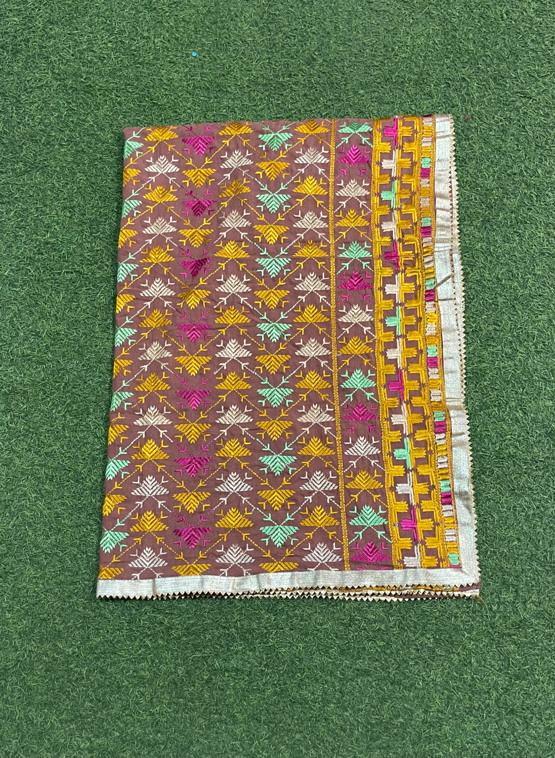 FS1466 | Brown | Luxurious | Khadder | Embroidered |  Phulkari | 2.5 Meter of Elegance