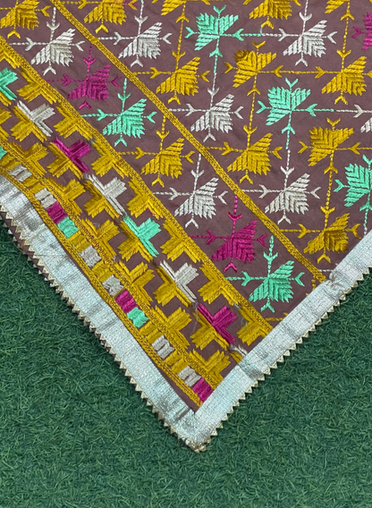 FS1466 | Brown | Luxurious | Khadder | Embroidered |  Phulkari | 2.5 Meter of Elegance