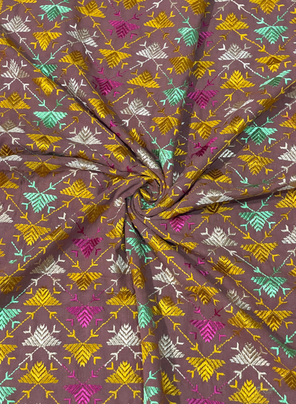 FS1466 | Brown | Luxurious | Khadder | Embroidered |  Phulkari | 2.5 Meter of Elegance