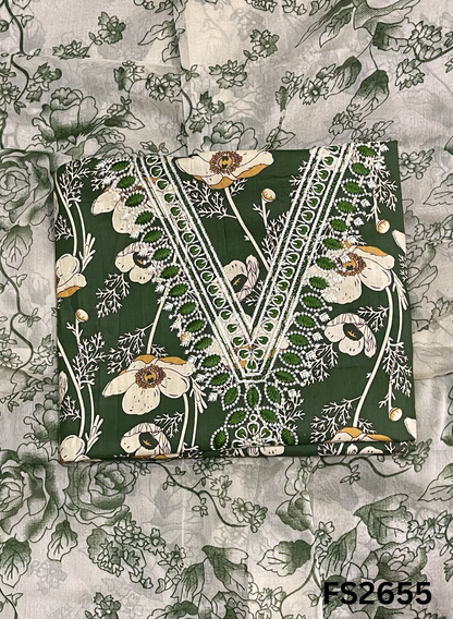 FS2655 | GREEN | Cotton Suit | Casual wear  | Summer Suits | Regular wear