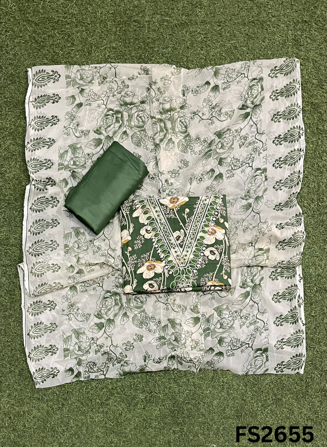 FS2655 | GREEN | Cotton Suit | Casual wear  | Summer Suits | Regular wear