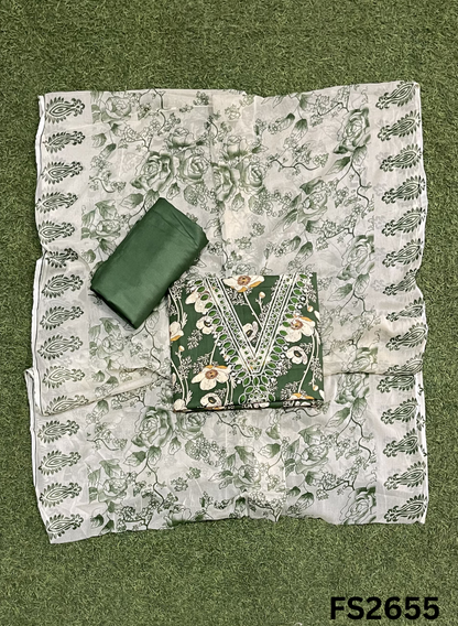 FS2655 | GREEN | Cotton Suit | Casual wear  | Summer Suits | Regular wear