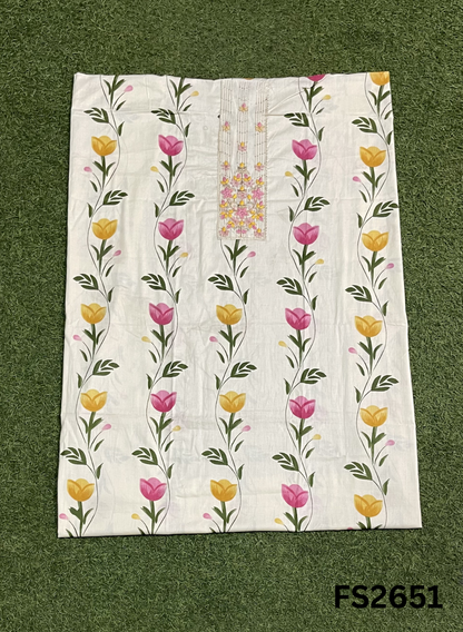 FS2651 | OFF WHITE | Cotton Suit | Casual wear  | Summer Suits | Regular  wear
