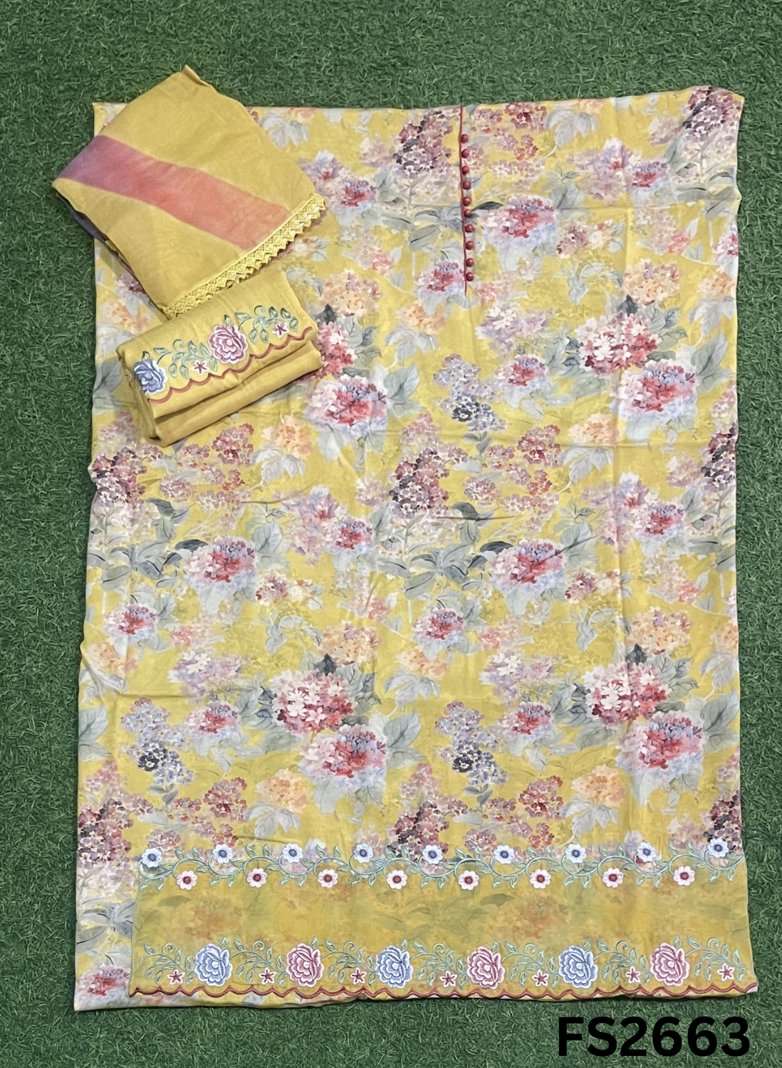 FS2663 | YELLOW | Cotton Suit | Casual wear | Summer Suits | Regular  wear